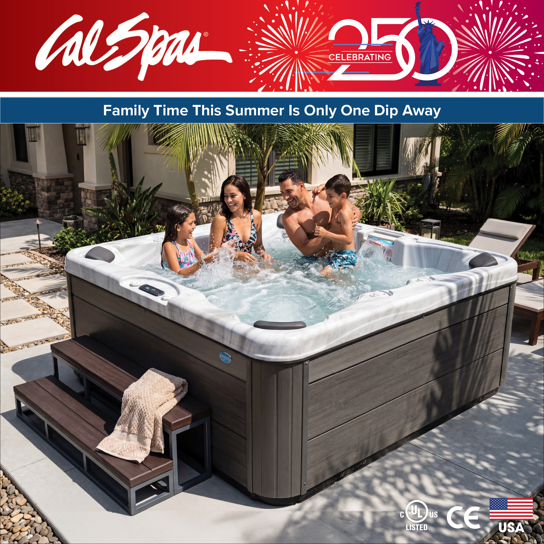 Calspas hot tub being used in a family setting - Huntersville